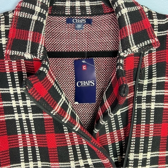 CLEARANCE CHAPS PLAID HOLIDAY VEST ASYMMETRICAL ZIPPER SIZE SMALL NWT - Picture 5 of 7